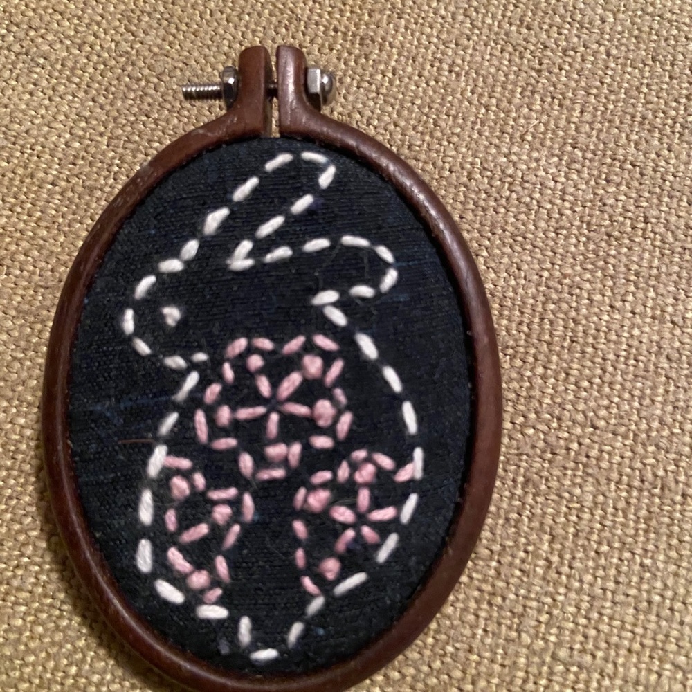 Hand Embroidered Bunny Rabbit Brooch